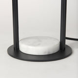 Sarah Black/White Arched Metal Cube and Shade Table Lamp with Marble - Ornate Home