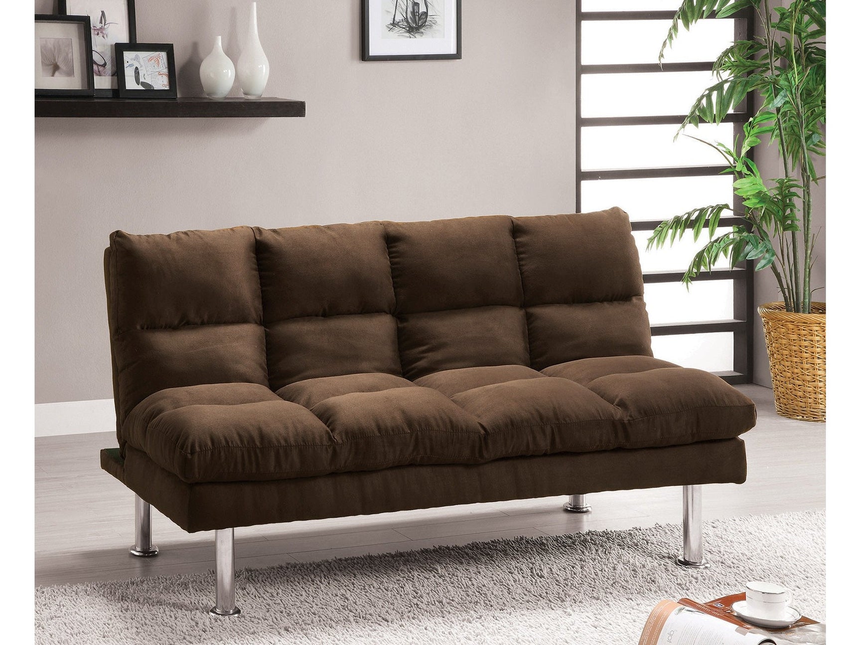 Saratoga Dark Brown Futon Sofa Bed - Ornate Home