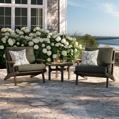 Saratoga Weathered Gray Flint 3-Piece Outdoor Patio Teak Wood Furniture Set with Lounge Chairs and Side Table - Ornate Home