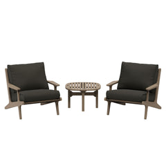 Saratoga Weathered Gray Flint 3-Piece Outdoor Patio Teak Wood Furniture Set with Lounge Chairs and Side Table - Ornate Home