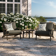 Saratoga Weathered Gray Flint 3-Piece Outdoor Patio Teak Wood Furniture Set with Lounge Chairs and Side Table - Ornate Home
