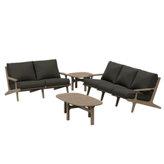Saratoga Weathered Gray Flint 4-Piece Outdoor Patio Teak Wood Furniture Set - 62.3x174.2" - Ornate Home