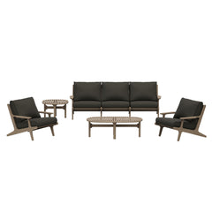 Saratoga Weathered Gray Flint 4-Piece Outdoor Patio Teak Wood Furniture Set - 70.5x125.3" - Ornate Home