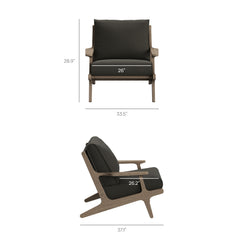Saratoga Weathered Gray Flint 4-Piece Outdoor Patio Teak Wood Furniture Set - 70.5x125.3" - Ornate Home