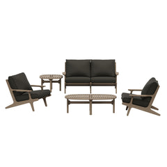 Saratoga Weathered Gray Flint 5-Piece Outdoor Patio Teak Wood Furniture Set - Ornate Home