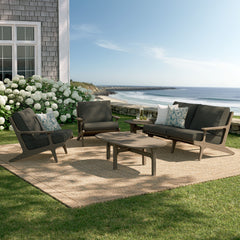 Saratoga Weathered Gray Flint 5-Piece Outdoor Patio Teak Wood Furniture Set - Ornate Home