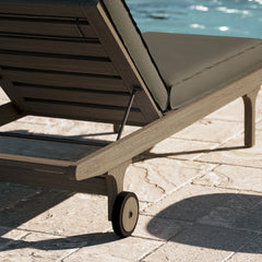 Saratoga Weathered Gray Flint Outdoor Patio Teak Chaise Lounge Chair - Ornate Home