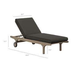 Saratoga Weathered Gray Flint Outdoor Patio Teak Chaise Lounge Chair - Ornate Home