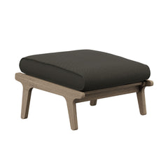 Saratoga Weathered Gray Flint Outdoor Patio Teak Ottoman - Ornate Home