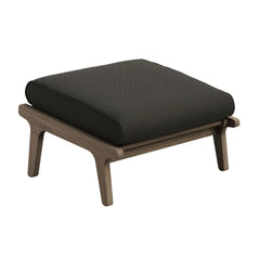 Saratoga Weathered Gray Flint Outdoor Patio Teak Ottoman - Ornate Home