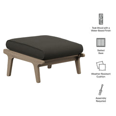 Saratoga Weathered Gray Flint Outdoor Patio Teak Ottoman - Ornate Home