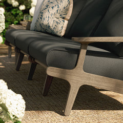 Saratoga Weathered Gray Flint Outdoor Patio Teak Sofa - Ornate Home