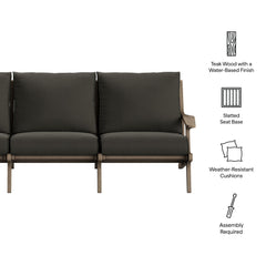 Saratoga Weathered Gray Flint Outdoor Patio Teak Sofa - Ornate Home