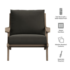 Saratoga Weathered Gray Flint Outdoor Patio Teak Wood Armchair - Ornate Home
