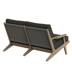 Saratoga Weathered Gray Flint Outdoor Patio Teak Wood Loveseat - Ornate Home