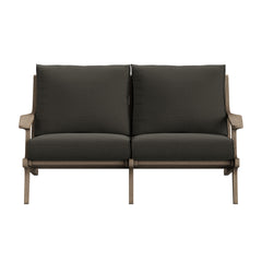 Saratoga Weathered Gray Flint Outdoor Patio Teak Wood Loveseat - Ornate Home
