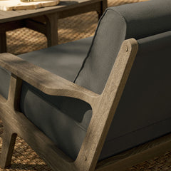 Saratoga Weathered Gray Flint Outdoor Patio Teak Wood Loveseat - Ornate Home