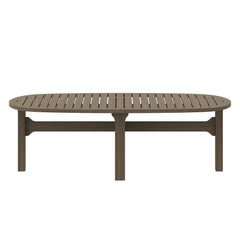 Saratoga Weathered Gray Oval Outdoor Patio Teak Wood Coffee Table - Ornate Home