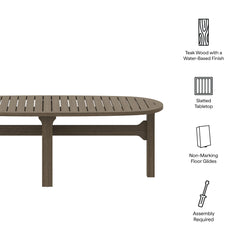 Saratoga Weathered Gray Oval Outdoor Patio Teak Wood Coffee Table - Ornate Home