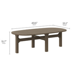 Saratoga Weathered Gray Oval Outdoor Patio Teak Wood Coffee Table - Ornate Home