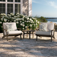 Saratoga Weathered Gray/Pebble 3-Piece Outdoor Patio Teak Wood Furniture Set with Lounge Chairs and Side Table - Ornate Home