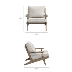 Saratoga Weathered Gray/Pebble 4-Piece Outdoor Patio Teak Wood Furniture Set - 70.5x125.3" - Ornate Home