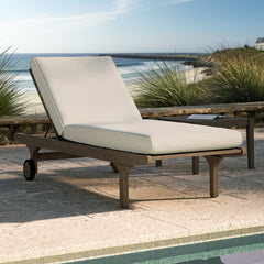 Saratoga Weathered Gray/Pebble Outdoor Patio Teak Chaise Lounge Chair - Ornate Home