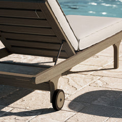 Saratoga Weathered Gray/Pebble Outdoor Patio Teak Chaise Lounge Chair - Ornate Home