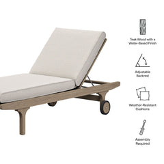 Saratoga Weathered Gray/Pebble Outdoor Patio Teak Chaise Lounge Chair - Ornate Home