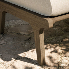 Saratoga Weathered Gray/Pebble Outdoor Patio Teak Ottoman - Ornate Home