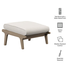 Saratoga Weathered Gray/Pebble Outdoor Patio Teak Ottoman - Ornate Home