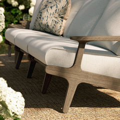 Saratoga Weathered Gray/Pebble Outdoor Patio Teak Sofa - Ornate Home