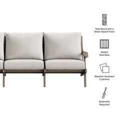 Saratoga Weathered Gray/Pebble Outdoor Patio Teak Sofa - Ornate Home