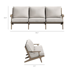 Saratoga Weathered Gray/Pebble Outdoor Patio Teak Sofa - Ornate Home