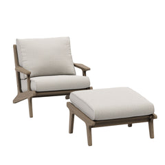 Saratoga Weathered Gray/Pebble Outdoor Patio Teak Wood Chair and Ottoman Set - Ornate Home