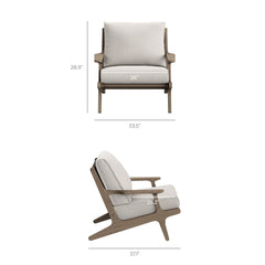 Saratoga Weathered Gray/Pebble Outdoor Patio Teak Wood Chair and Ottoman Set - Ornate Home