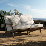 Saratoga Weathered Gray/Pebble Outdoor Patio Teak Wood Loveseat - Ornate Home