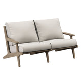 Saratoga Weathered Gray/Pebble Outdoor Patio Teak Wood Loveseat - Ornate Home
