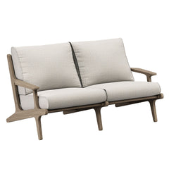 Saratoga Weathered Gray/Pebble Outdoor Patio Teak Wood Loveseat - Ornate Home
