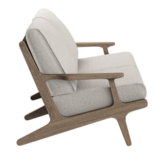 Saratoga Weathered Gray/Pebble Outdoor Patio Teak Wood Loveseat - Ornate Home