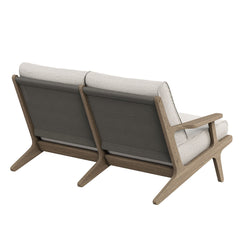 Saratoga Weathered Gray/Pebble Outdoor Patio Teak Wood Loveseat - Ornate Home