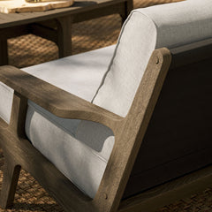 Saratoga Weathered Gray/Pebble Outdoor Patio Teak Wood Loveseat - Ornate Home