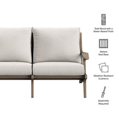 Saratoga Weathered Gray/Pebble Outdoor Patio Teak Wood Loveseat - Ornate Home