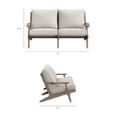 Saratoga Weathered Gray/Pebble Outdoor Patio Teak Wood Loveseat - Ornate Home