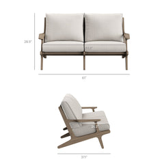 Saratoga Weathered Gray/Pebble Outdoor Patio Teak Wood Loveseat - Ornate Home