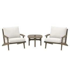 Saratoga Weathered Gray/White 3-Piece Outdoor Patio Teak Wood Furniture Set with Lounge Chairs and Side Table - Ornate Home