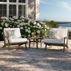 Saratoga Weathered Gray/White 3-Piece Outdoor Patio Teak Wood Furniture Set with Lounge Chairs and Side Table - Ornate Home