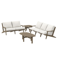 Saratoga Weathered Gray/White 4-Piece Outdoor Patio Teak Wood Furniture Set - 62.3x174.2" - Ornate Home