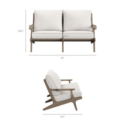 Saratoga Weathered Gray/White 5-Piece Outdoor Patio Teak Wood Furniture Set - Ornate Home
