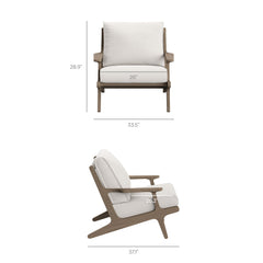 Saratoga Weathered Gray/White 5-Piece Outdoor Patio Teak Wood Furniture Set - Ornate Home